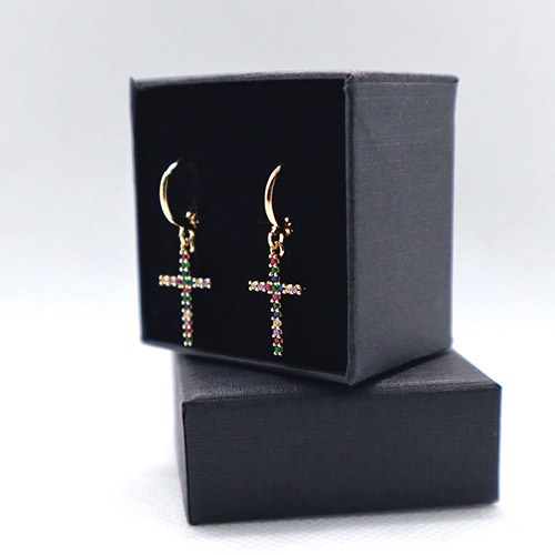 Earrings multicoloured gold cross earrings