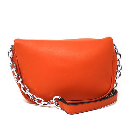 Orange raffia bum bag with chains
